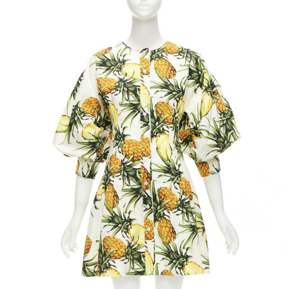 Oscar De La Renta Pineapple Print Dress